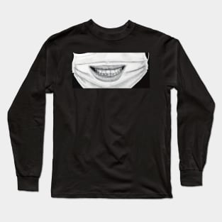 chilling smirk mask covid drawing hyperrealism Long Sleeve T-Shirt